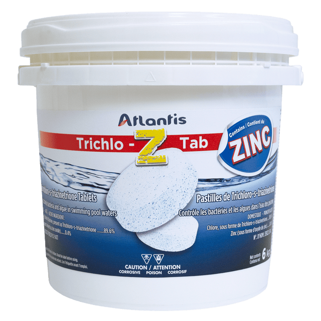 Atlantis TRICHLO-Z TAB avec Oxyde de Zync 6KG - Pastilles de Chlore Stabilisées 3'' (200g)
