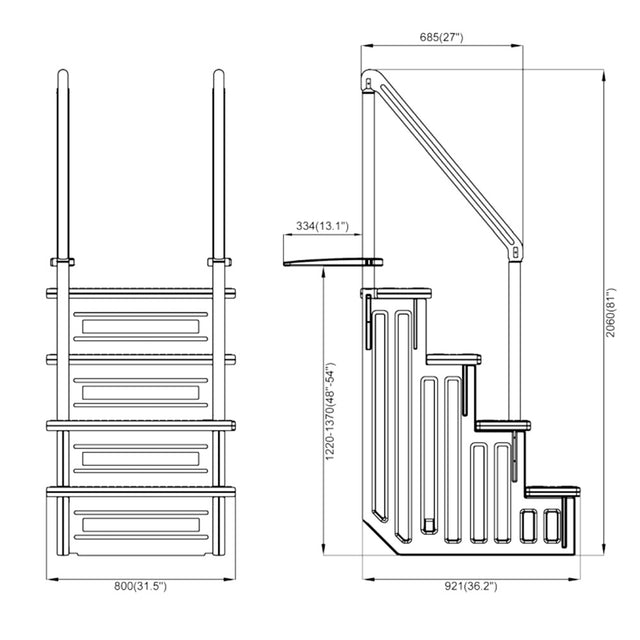 GoPool STP1 - Escalier pour Piscine Hors Terre avec Patio