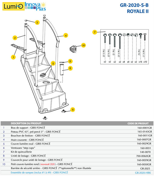 Rampe pour Escalier Lumi-O (1 unité) GRIS