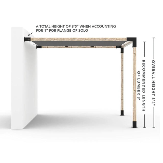 Kit de pergola à montage mural avec VOILE D'OMBRAGE pour poteaux en bois 4x4