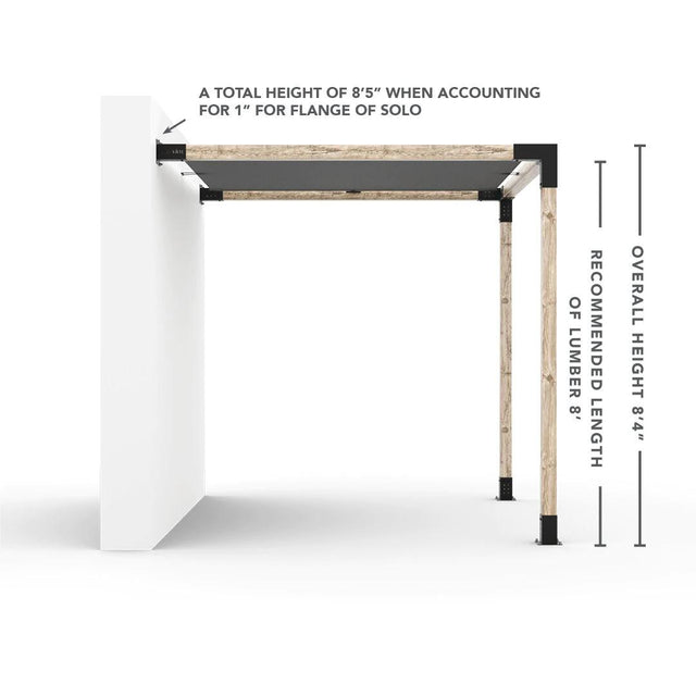 Kit de pergola à montage mural avec VOILE D'OMBRAGE pour poteaux en bois 4x4