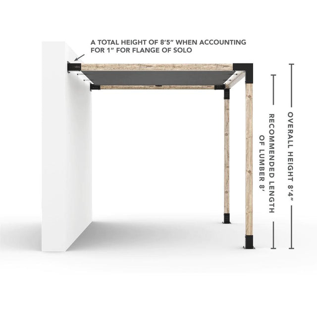 Kit de pergola à montage mural avec VOILE D'OMBRAGE pour poteaux en bois 4x4
