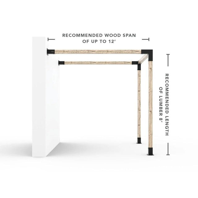 Kit de pergola à montage mural de toute taille pour poteaux en bois 4x4