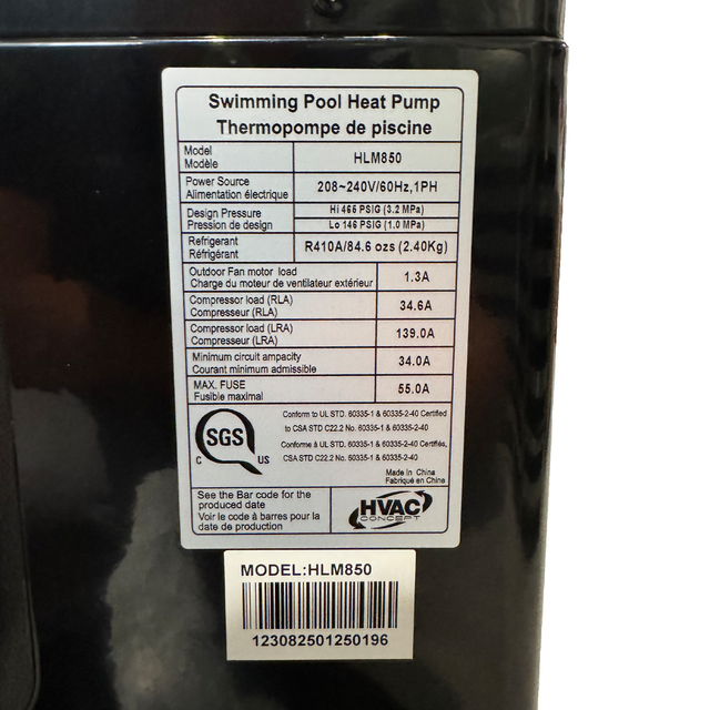 HVAC Concept HLM850 - Thermopompe pour piscine