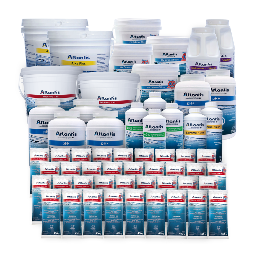 Trousse Chimique Saison Complète (jusqu'à 100,000L) – Piscine au Chlore