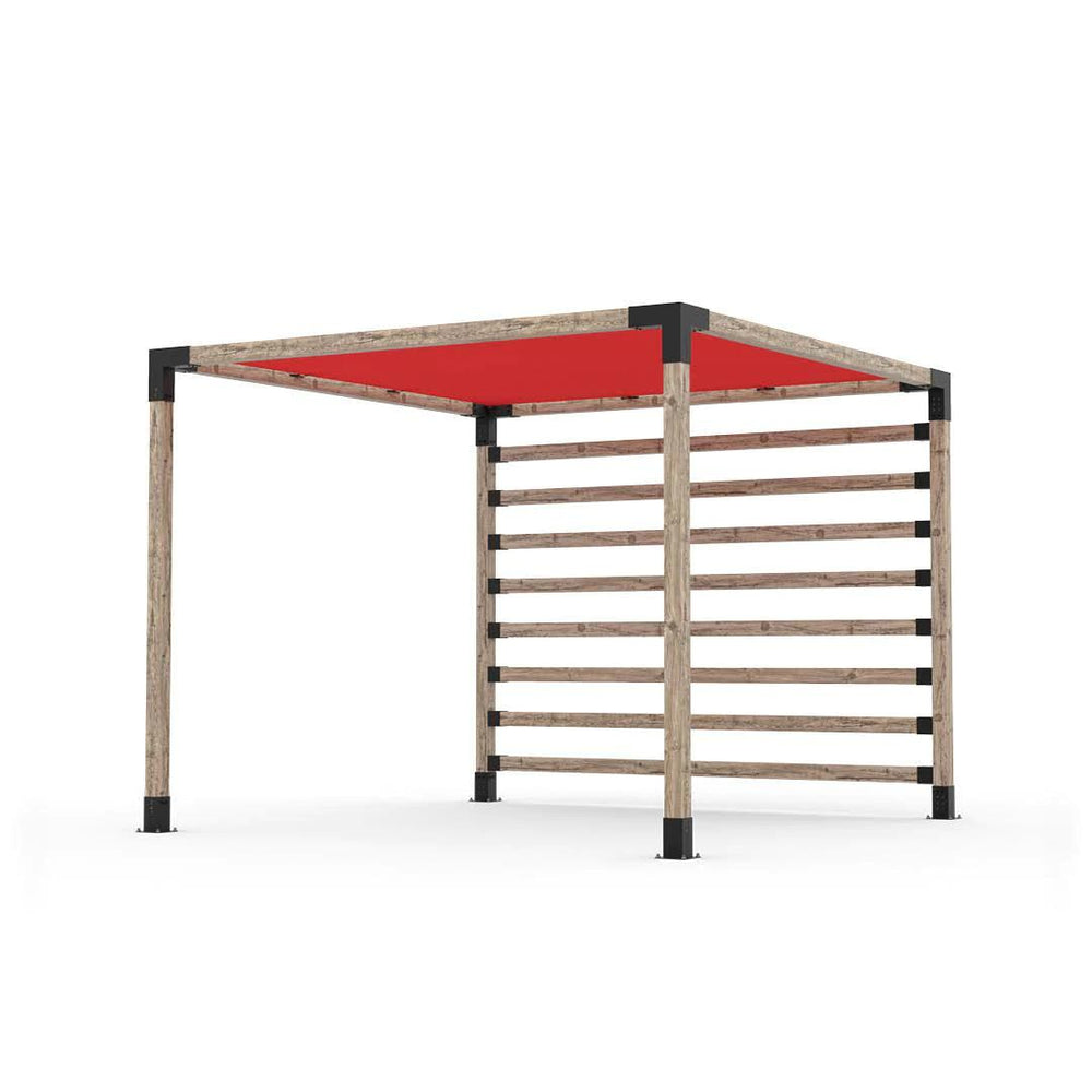 Kit pergola avec poteau mural & TOILE D'OMBRAGE pour poteaux en bois 4x4