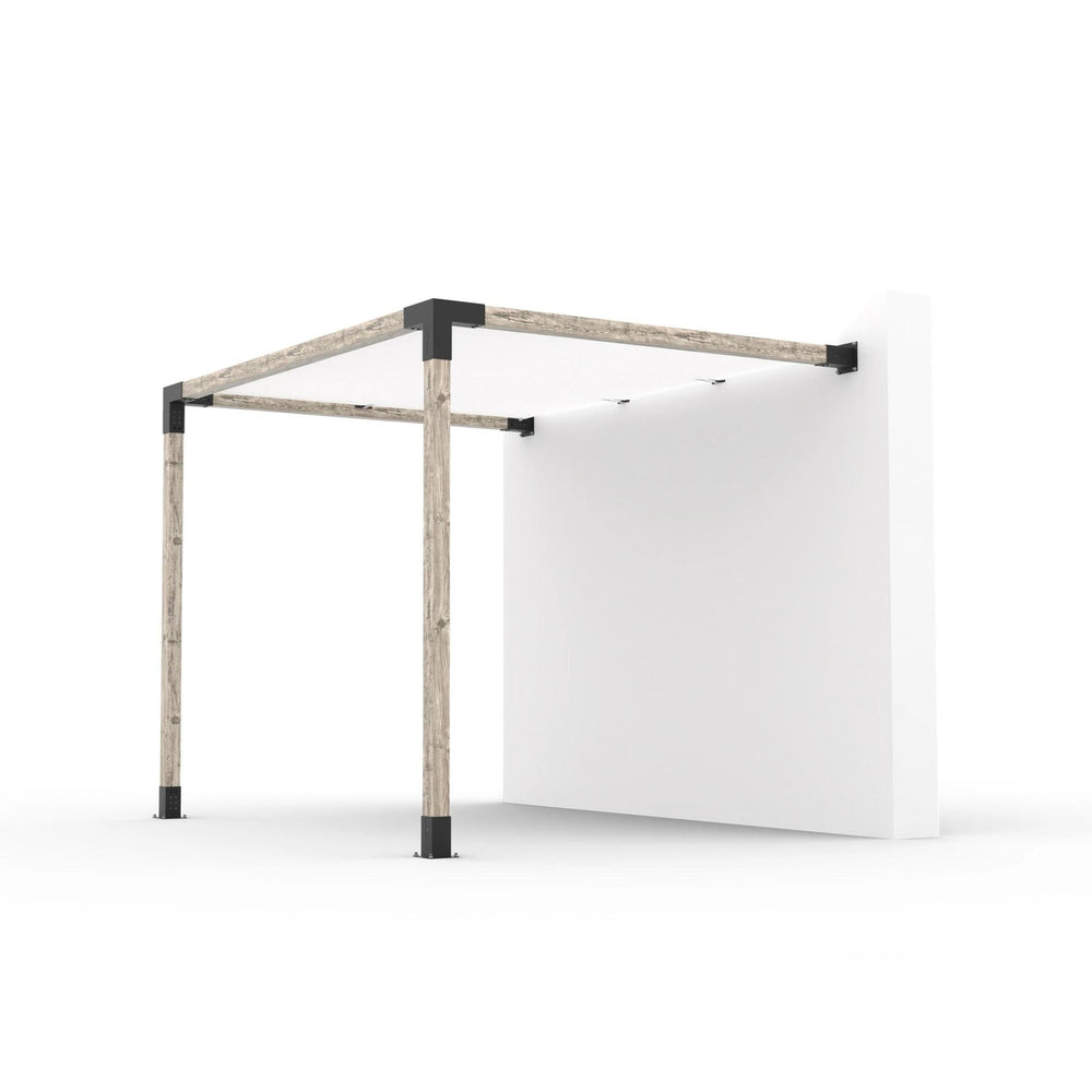 Kit de pergola à montage mural avec VOILE D'OMBRAGE pour poteaux en bois 4x4