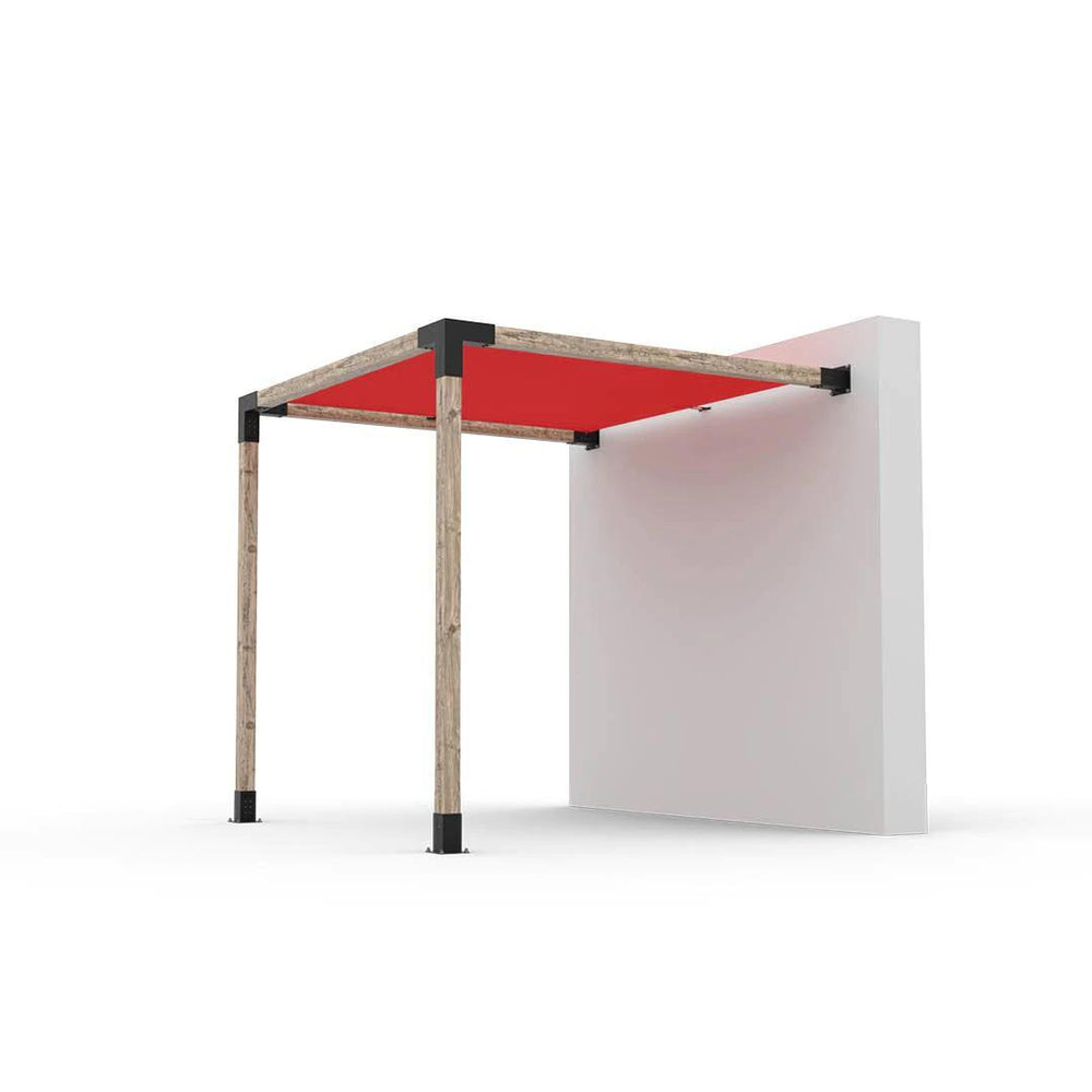 Kit de pergola à montage mural avec VOILE D'OMBRAGE pour poteaux en bois 4x4
