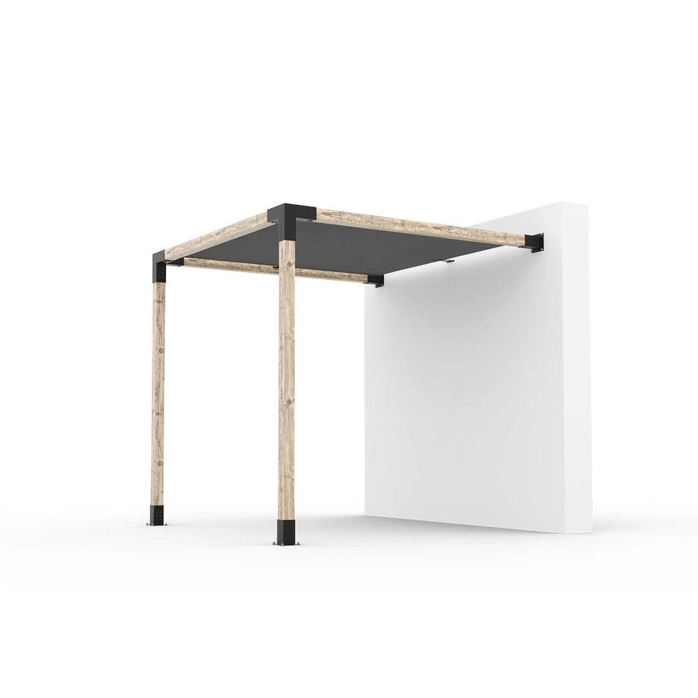 Kit de pergola à montage mural avec VOILE D'OMBRAGE pour poteaux en bois 4x4