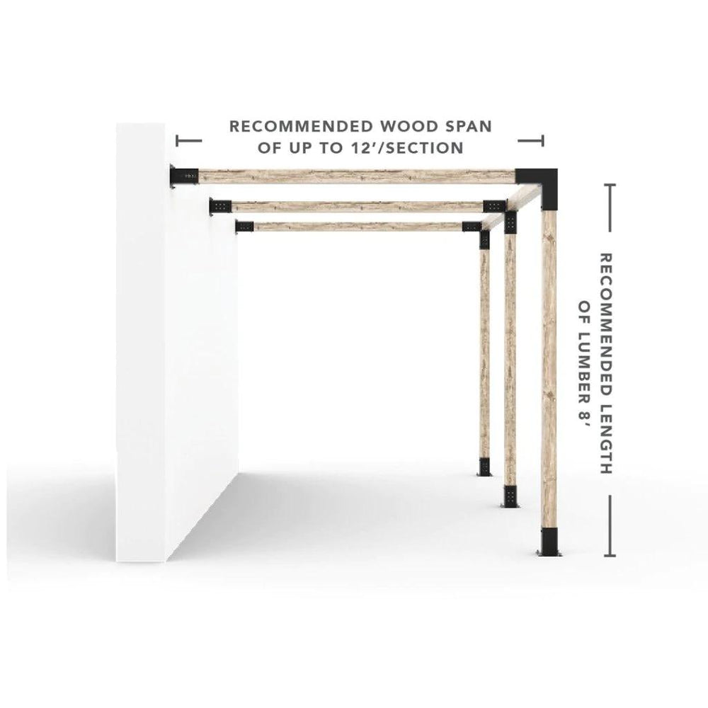 Kit de pergola à montage mural double de toute taille pour poteaux en bois 4x4